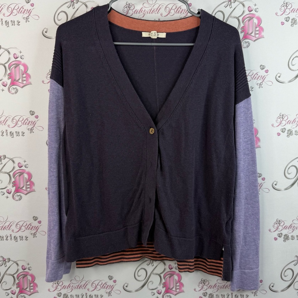 White stuff cardigan button up Elegant Women's Cardigan in Purple orange gold